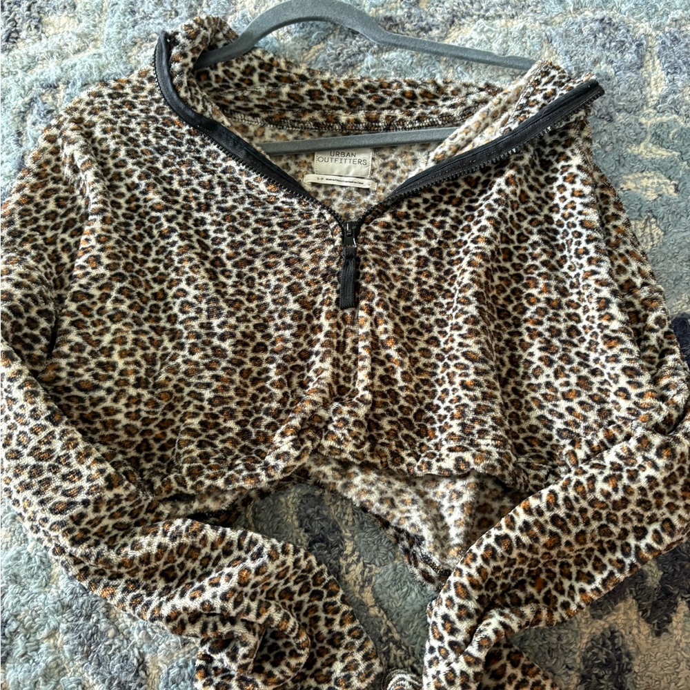 Leopard Print Zip-Up Jacket Urban outfitters